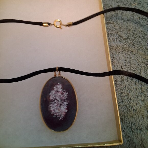 925 Encased Enamel Floral Earrings & Necklace Set by RAMA Enamels of Vermont - Picture 8 of 9